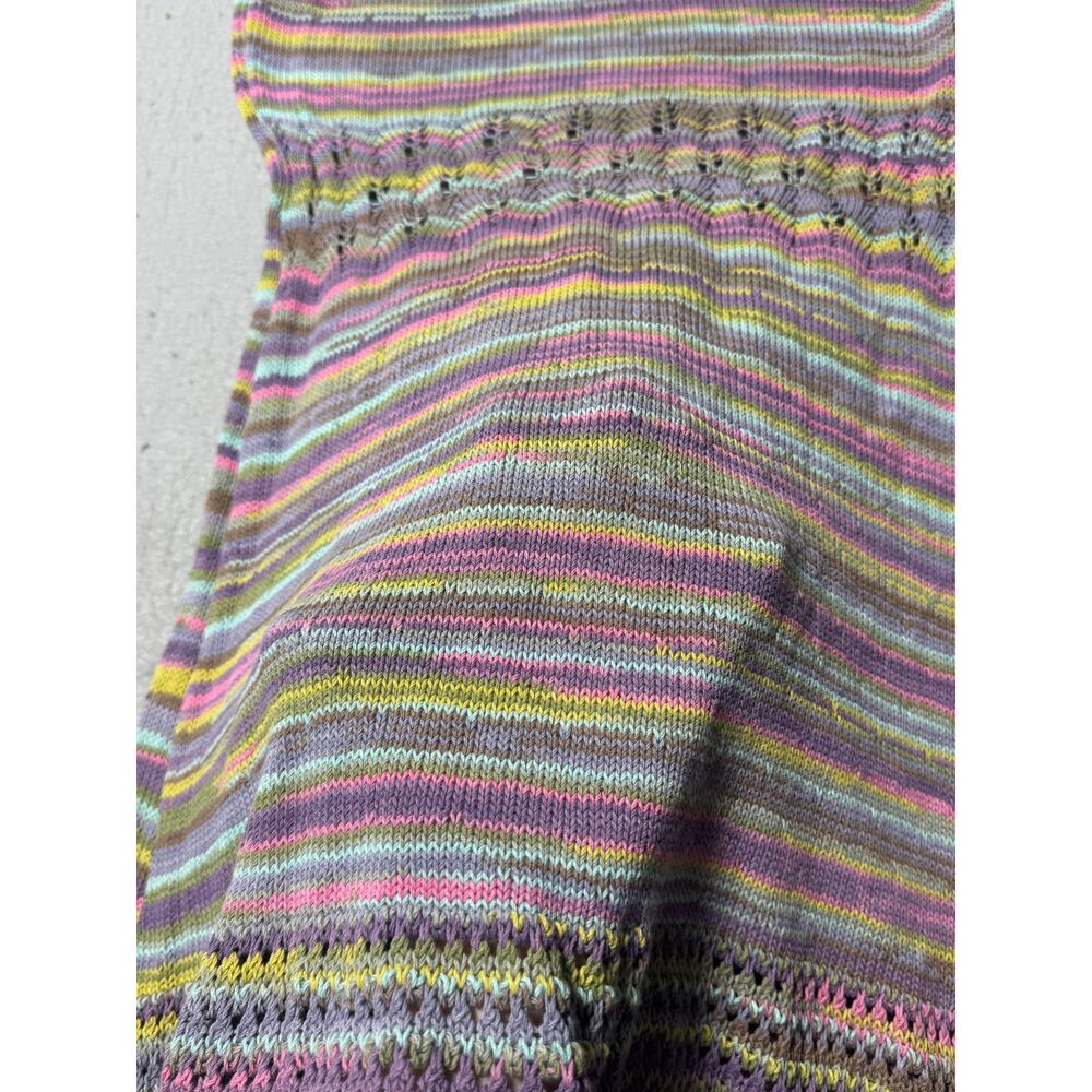 Sfizio Maxi Dress Womens 6 Multicolor Striped Crochet Knit Sleeveless Italy Made - Picture 8 of 16